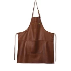 Dutchdeluxes Leather Zipper Apron In Classic Brown