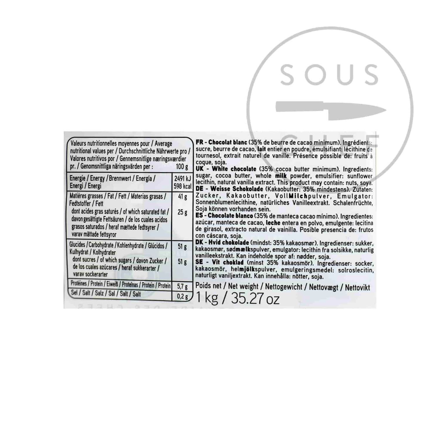 Valrhona Ivoire White Chocolate Chips 5 Valrhona Ivoire White Chocolate Chips - Image 3