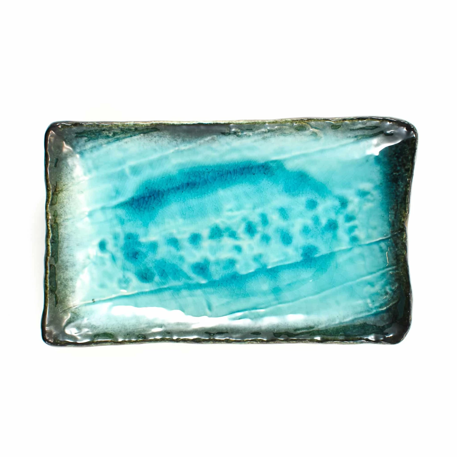 Turquoise Crackle Glaze Platter 5 Turquoise Crackle Glaze Platter - Image 3