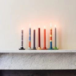 Set Of 6 Striped Dinner Candles - Multicolour -Kitchen Serie Store BX0001 StripedDinnerCandles Multicoloursetof6 LS4