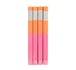 Set Of 4 Pink Orange Colourblock Candles
