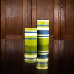 Striped Pillar Candle, Olive & Navy, 10cm -Kitchen Serie Store BX0021StripedPillarCandle Olive Navy 10cmlife2
