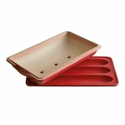 Emile Henry Red Baguette Baker, 3 Baguettes