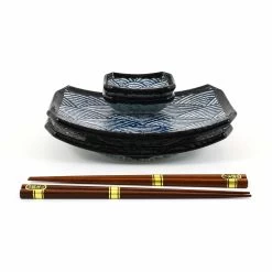 Blue Wave Sushi Serving Set -Kitchen Serie Store EM0038 BlueWaveSushiServingSet stacked