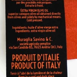 Frantoio Muraglia Intense Fruity Extra Virgin Olive Oil In Rooster Terracotta Bottle 500ml -Kitchen Serie Store FR0029IntenseFruityExtraVirginOliveOilinRoosterTerracottaBottle500mlIngredients