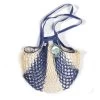 Filt String Bag In Blue And White, Long Handle