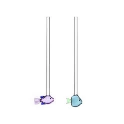 Ichendorf Milano Lilac & Green Fish Straws With Cleaning Brush, 20cm