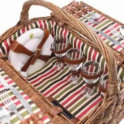 Montmarte Red Striped Picnic Hamper, 4 Person -Kitchen Serie Store JD0012MontmarteRedStripedPicnicHamper 4Person3
