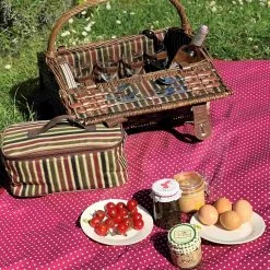 Montmarte Red Striped Picnic Hamper, 4 Person -Kitchen Serie Store JD0012MontmarteRedStripedPicnicHamper 4PersonLife 1