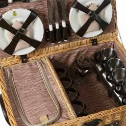Louvre Natural Picnic Basket, 6 Person -Kitchen Serie Store JD0016LouvreNaturalPicnicBasket 6Person2