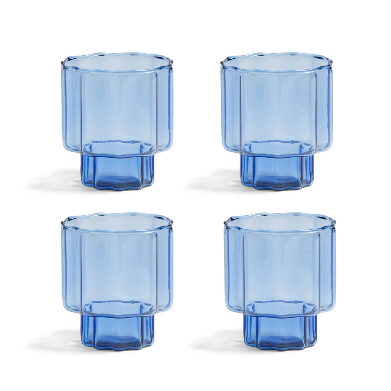 & Klevering Set Of 4 Faceted Blue Glasses 3 & Klevering Set Of 4 Faceted Blue Glasses