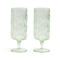 & Klevering Set Of 2 Green Stemmed Glasses
