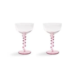 & Klevering Set Of 2 Pink Twisted Coupe Glasses