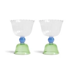 & Klevering Set Of 2 Green Tulip Coupe Glasses