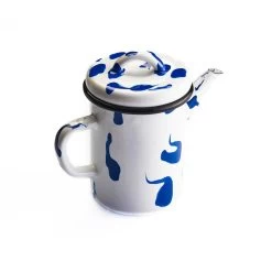 Paintstroke Enamel Teapot Blue & White, 11cm Dia