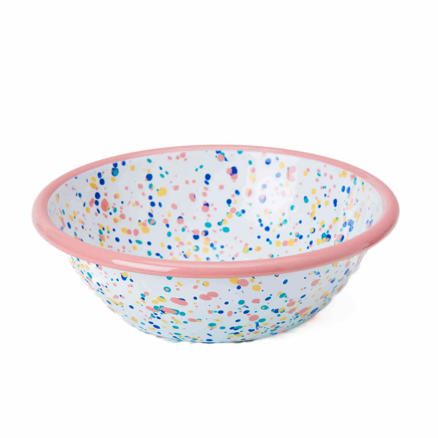 Pink Dot Enamel Salad Bowl 3 Pink Dot Enamel Salad Bowl