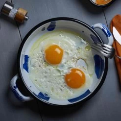 Paintstroke Enamel Frying Pan, Blue & White 18cm -Kitchen Serie Store Kapka 9366copy