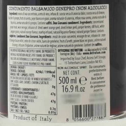 Leonardi Orange Balsamic Alcohol Free Gin, 500ml -Kitchen Serie Store LN0042LeonardiOrangeBalsamicAlcoholFreeGin 500mlIngredients