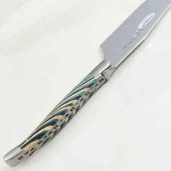 Laguiole En Aubrac Turquoise Hard Cheese Knife, Striped Wood -Kitchen Serie Store LR0037L3