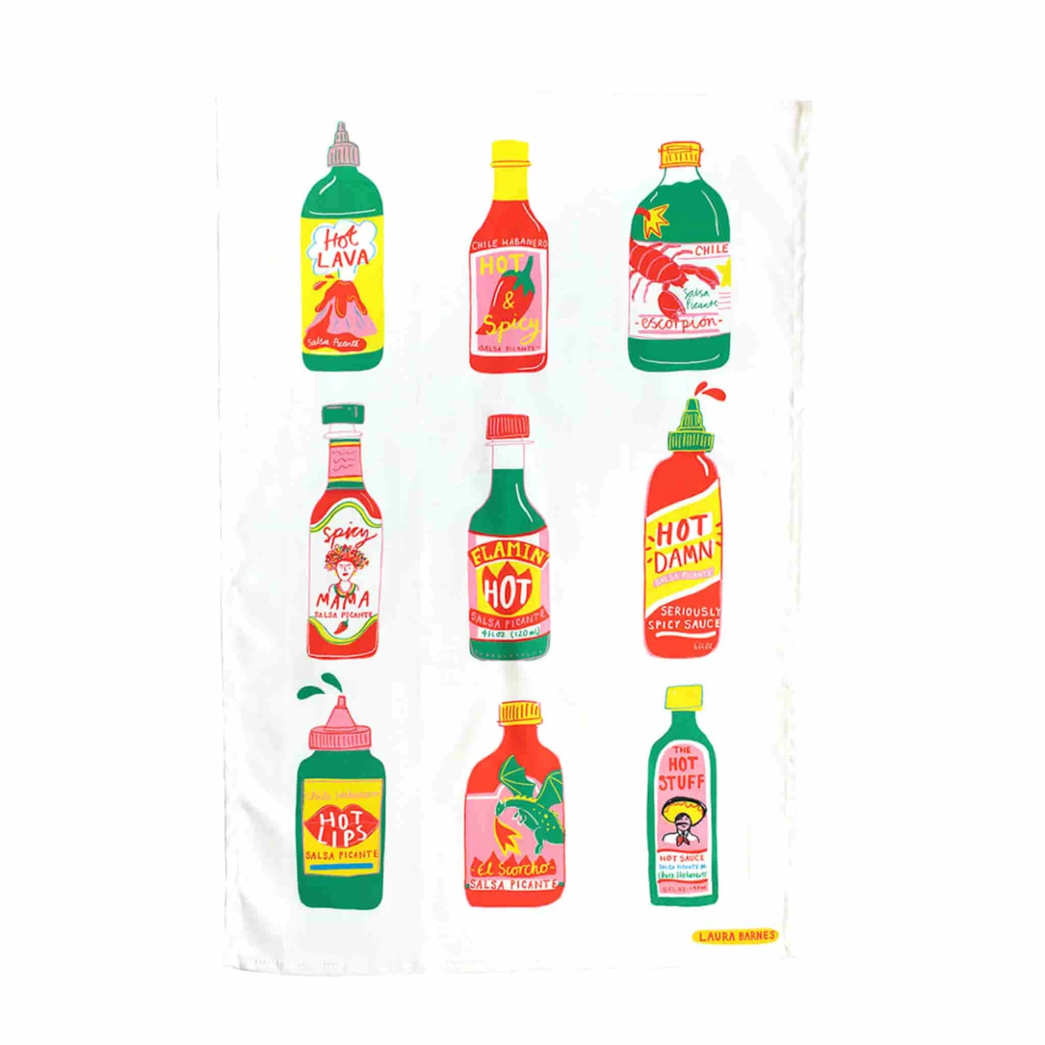 Laura Barnes Hot Sauce Organic Cotton Tea Towel 3 Laura Barnes Hot Sauce Organic Cotton Tea Towel