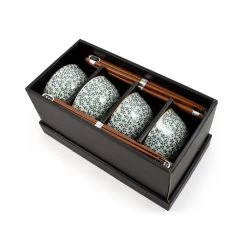 Blue & White Flower Rice Bowl Set With Chopsticks -Kitchen Serie Store blue white flower rice bowl set with chopstick 3