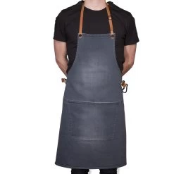 Dutchdeluxes Canvas BBQ Apron In Washed Grey -Kitchen Serie Store dutch deluxes canvas bbq apron male model washed grey