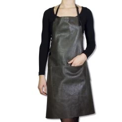 Dutchdeluxes Leather BBQ Apron In Vintage Grey -Kitchen Serie Store dutch deluxes leather bbq apron vintage grey model