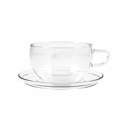 Kitchen Serie Store 24 Glass Teacup & Saucer 400ml