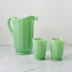 Mosser Glass Jade Milk Glass Pitcher -Kitchen Serie Store lifestyle 0009 MosserGlassJadeMilkGlassPitcher Tumblers lifestyle MS0023 MS0025 eade1dcf 3968 4752 844e 2e1ec05f4fa1
