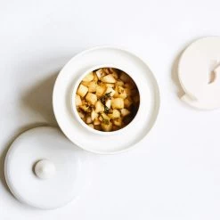 Handmade Stoneware Fermenting Crock In White 2 Litre -Kitchen Serie Store lifestyle 0013 recipe whitedaikonkimchi