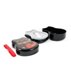 Maruko Black Cat 2-Tier Bento Box 520ml -Kitchen Serie Store maruko black cat two tier bento box open
